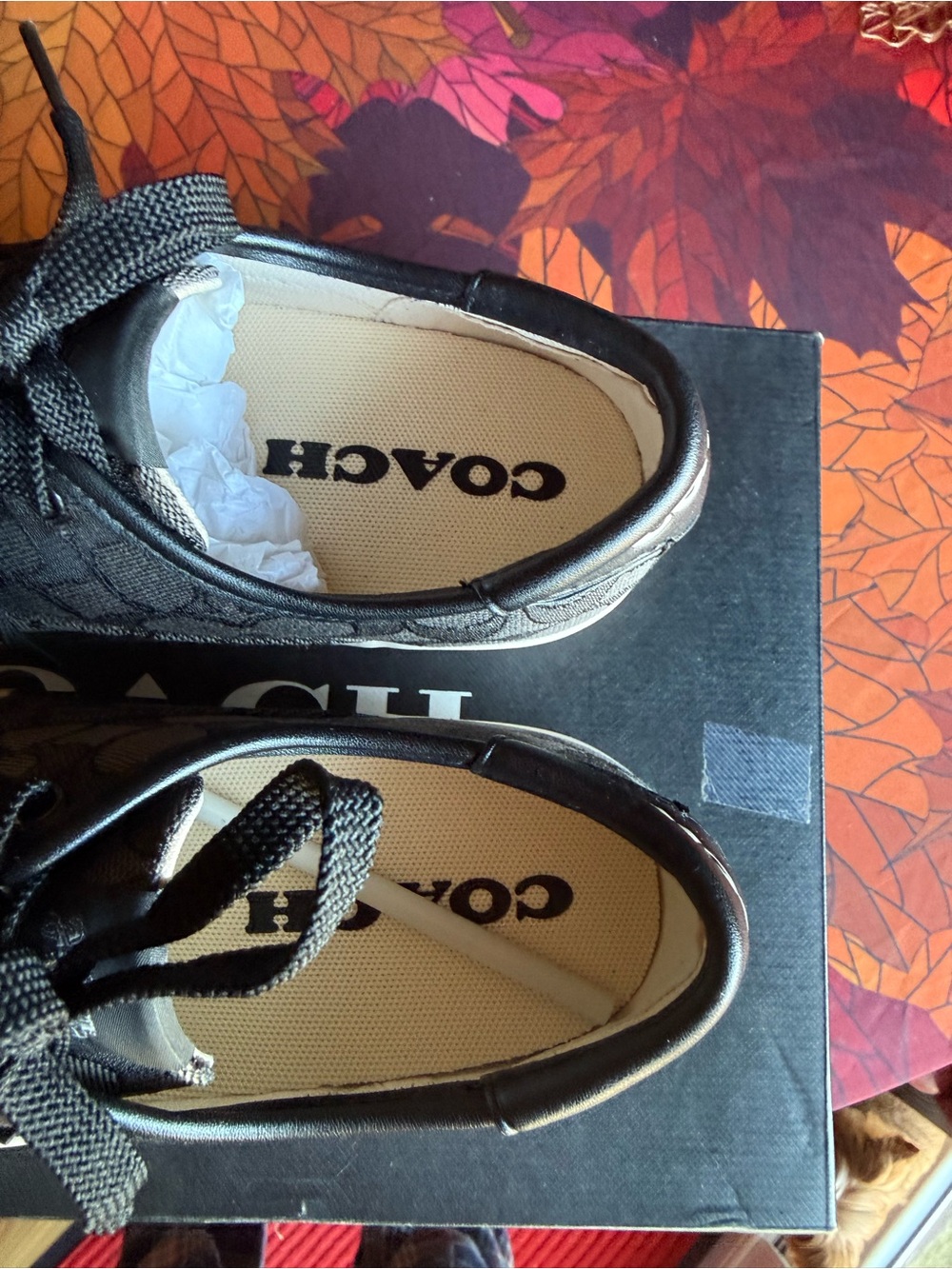 Coach women’s  Black Signature Logo Canvas Lace-Up Sneakers - Picture 4 of 6